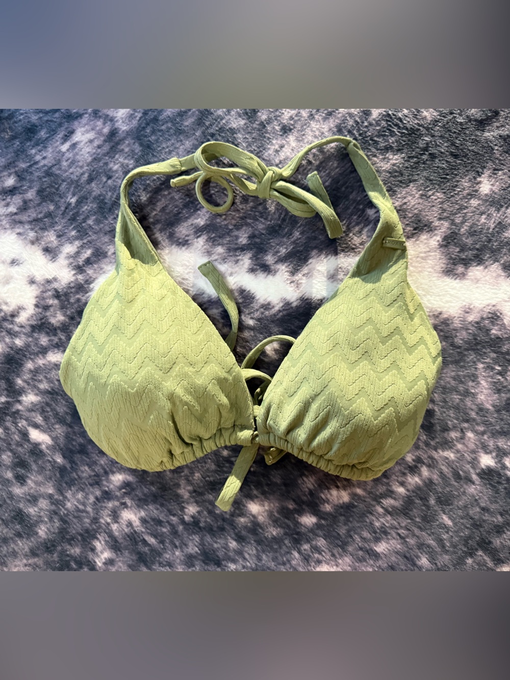 Roxy Olive Green Textured Triangle Bikini Top